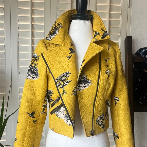 Vintage-Inspired Yellow Moto Jacket by Darling - Unique Fauna Print - Picture 10 of 10